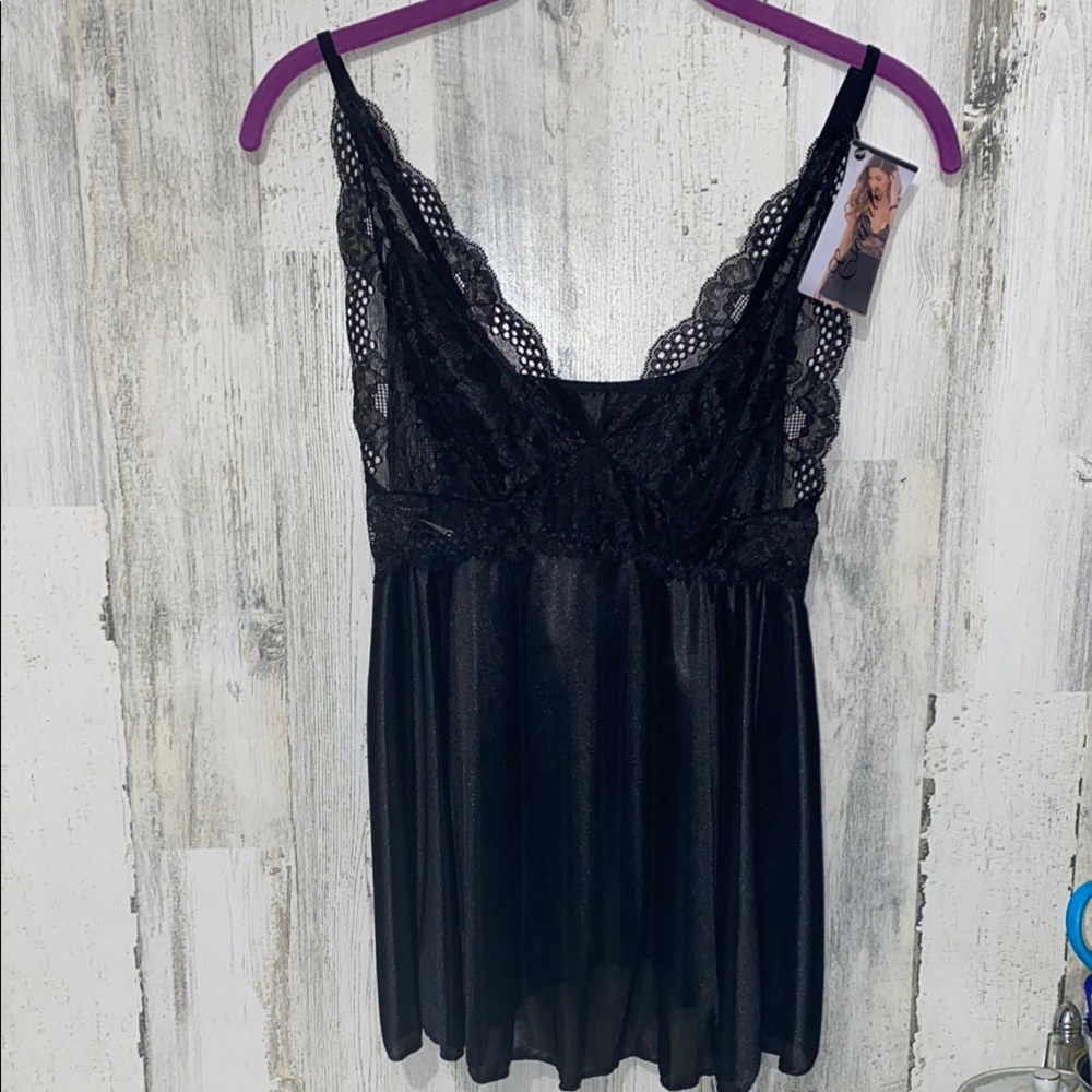 Elegant Black Escante Lace Babydoll